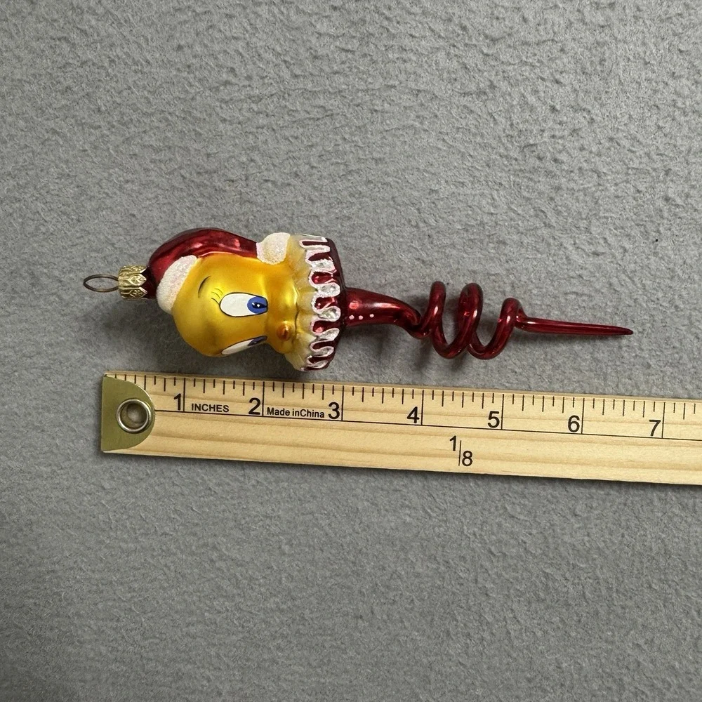 Christopher Radko Tweety Bird Glass Ornament Red‎ Glass Looney Tunes With Box